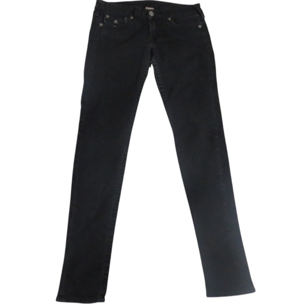 True Religion VTG 00s Jeans Women 31 Julie Slim Skinny Flap Rhinestone Made USA
